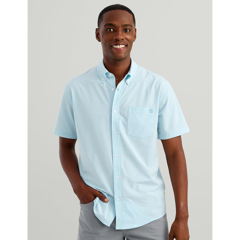 Huk Men'S Kona Solid Short Sleeve Fishing Button Down Shirt