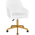 Vecelo Modern Pu Swivel Home Office Desk Chair With Back & Rolling Wheels, Adjustable Seat Height For Girls Women Bed Room Vanity Makeup/Task/Computer Work, White