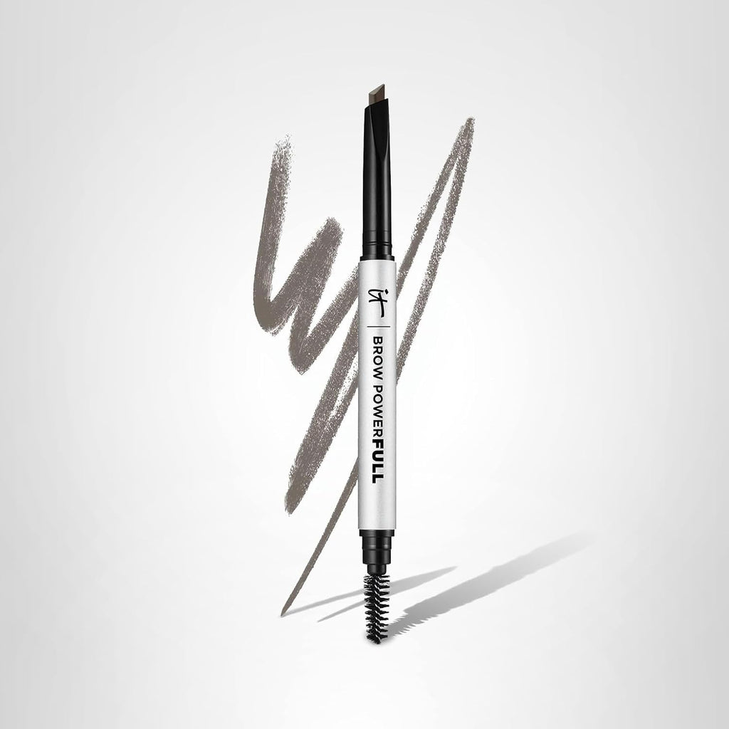 It Cosmetics Brow Power Eyebrow Pencil - Universal Shades, Long-Lasting, Budge-Proof, Easy To Apply, Mimics Real Hair, Nourishing Biotin, Pressure Responsive Application, Built-In Spoolie Brush