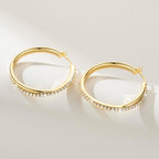 ELEBEST Hoop Earrings 14K Hoop Gold Earrings for Women Thick Large Diamond Hoops Earring Elegant X-shaped Gold Huggie Earring 30mm