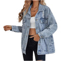 Women'S Long Oversized Denim Jacket Boyfriend Ripped Distressed Jean Jackets Coat