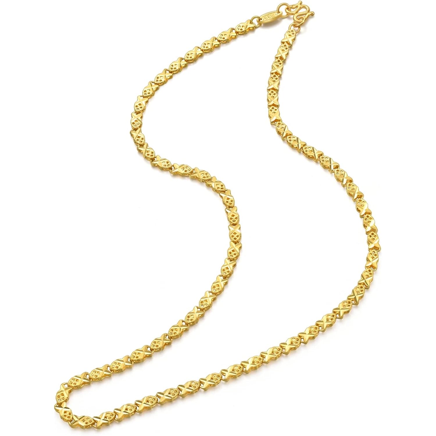CHOW SANG SANG 999.9 24K Gold Machinery Chain Price-by-Weight 16.46g Gold Barleycorn Chain Necklace for Women 91555N | 17.7 Inches, (45 CM)