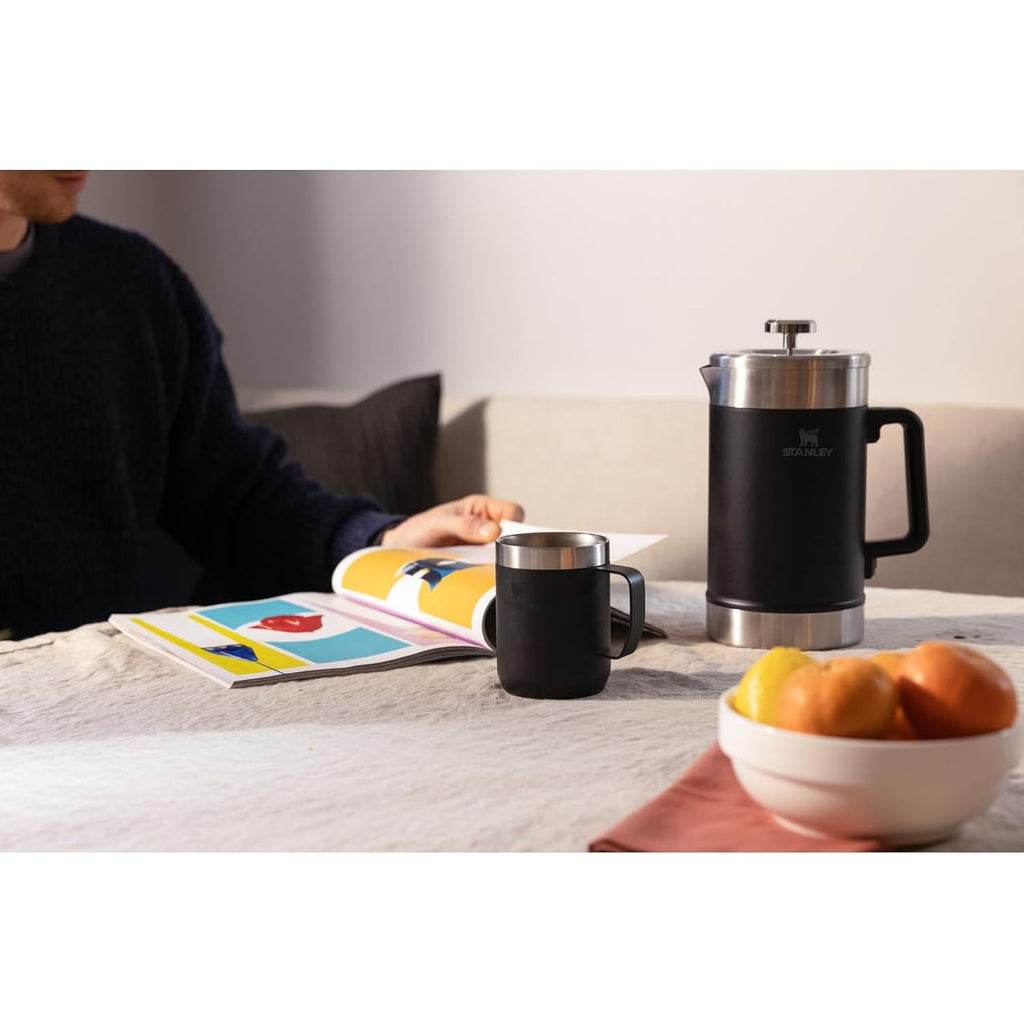 Stanley Classic Stay-Hot French Press Coffee Maker 48 Oz | 5 Minute Brew, 4 Hours Hot | Mesh Filter For Coffee Grounds | Insulated Stainless Steel French Press | Bpa-Free | Black 2.0