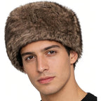 Men Winter Trapper Hat Faux Fur Russian Trooper Hat Furry Ushanka Hat Warm Dad Hat Outdoor Windproof Hunting Ski Cap