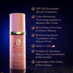 Bio Mimic Foundation Medium Spectrum by Forever Bloom; Protecting from Sun with SPF50; Foundation for Gym, Sports, Dancing Makeup for Mature & Sensitive Skin, Natural Finish Made in USA