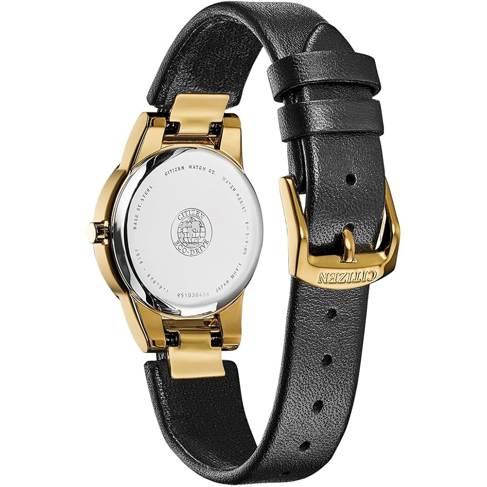 Citizen Ladies Eco-Drive Modern Axiom Watch, Black Leather Strap, Black Dial, 2 Hand, Date (Model: Ga1052-04E)