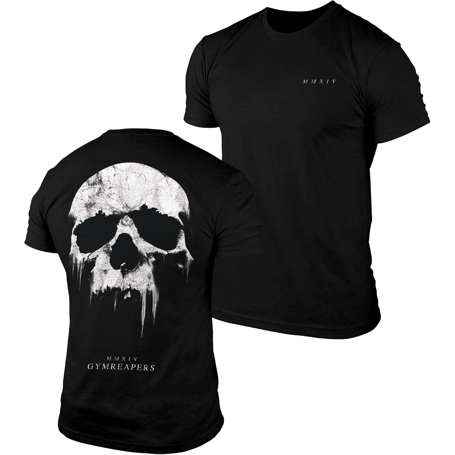 Gymreapers Skull Moisture Wicking T-Shirts For Men - Short Sleeve Workout Gym Shirts - Running Athletic Tees & Dry Fit Tshirt