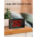 Projection Alarm Clock, Digital Clock With Modern Curved Design 180° Rotatable Projector, 3-Level Brightness Dimmer, Clear Red Led Display, Progressive Volume, 9Mins Snooze,12/24H, For Bedroom