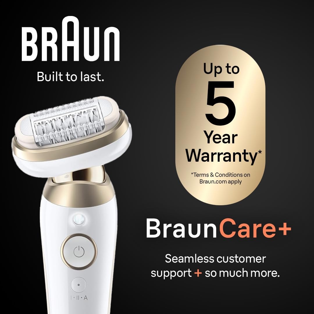 Braun Epilator Silk-épil 9, Hair Removal Device, Women Shaver & Trimmer, Pivoting Head, Wet and Dry Epilator, Includes Shaver Head and Trimmer Comb, SES9-030