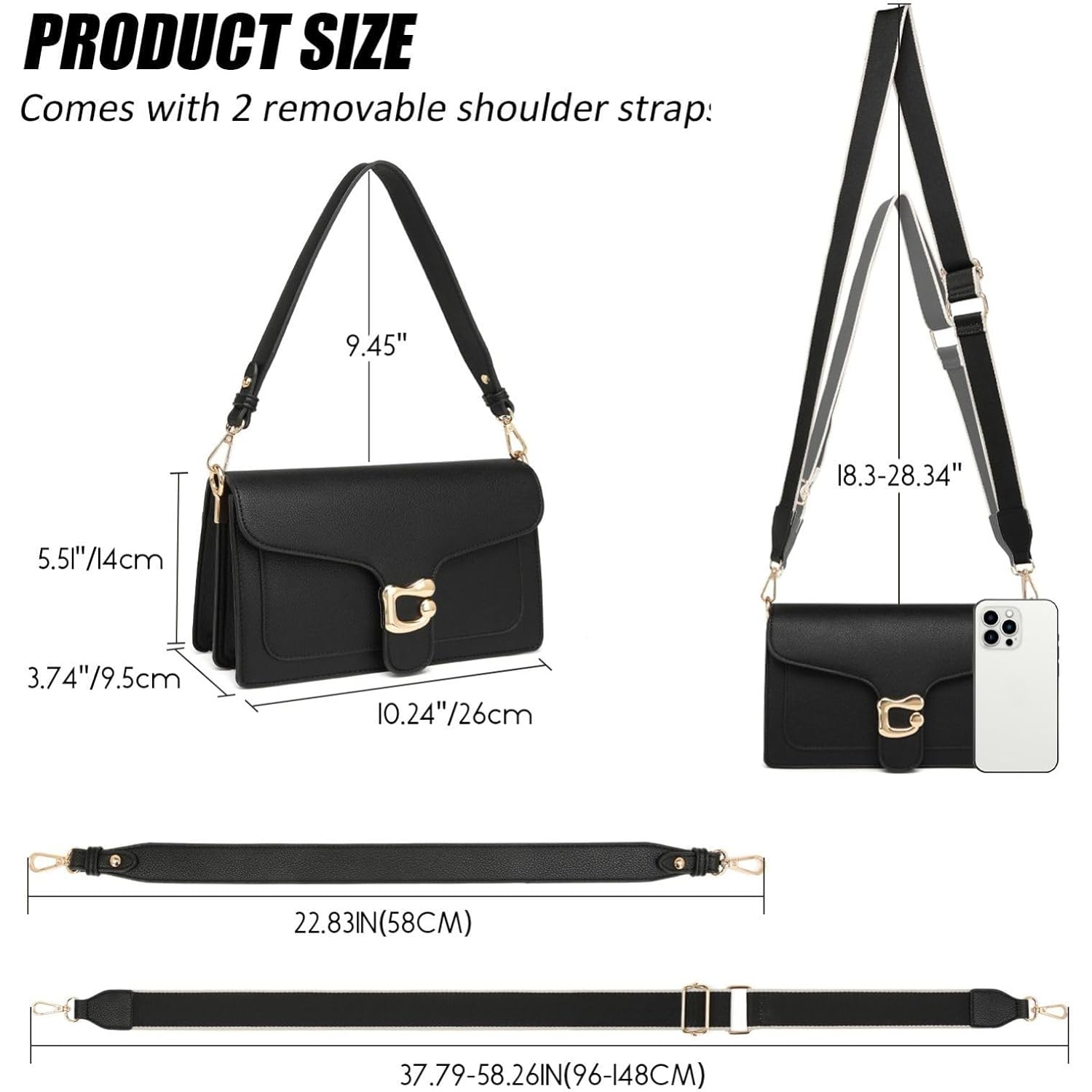 Travistar Crossbody Bags for Women Trendy - Small Cross Body Purse Shoulder Bag Leather Handbags Evening Clutch with 2 Straps | 2 detachable straps, Chic elegant design, Perfect size, Premium materials, Multiple color, Great value