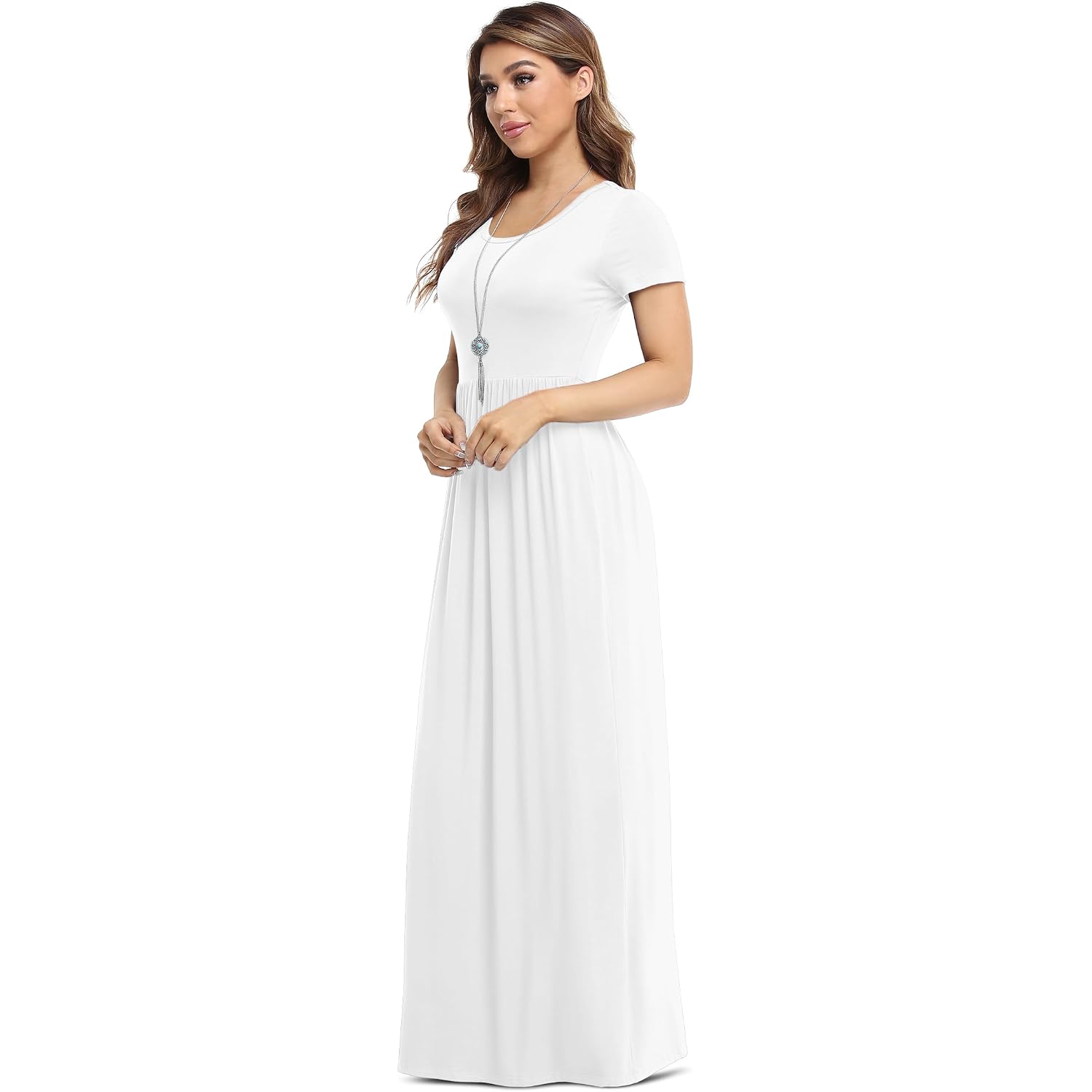 Viishow Women'S Short Sleeve Loose Plain Maxi Dresses Casual Long Dresses With Pockets