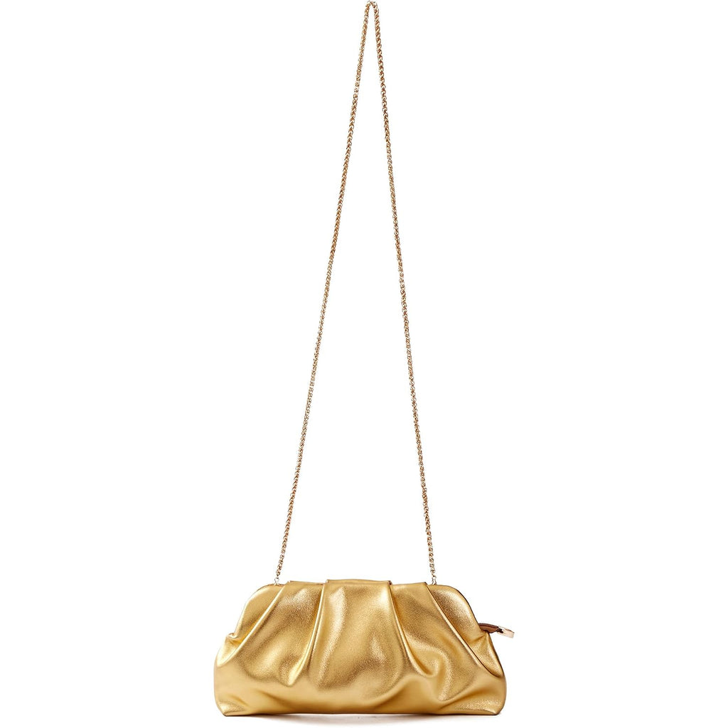 Women'S Clutch Purse,Evening Bag For Women Ruched Clutch Purse Detachable Metal Chain Crossbody Bag