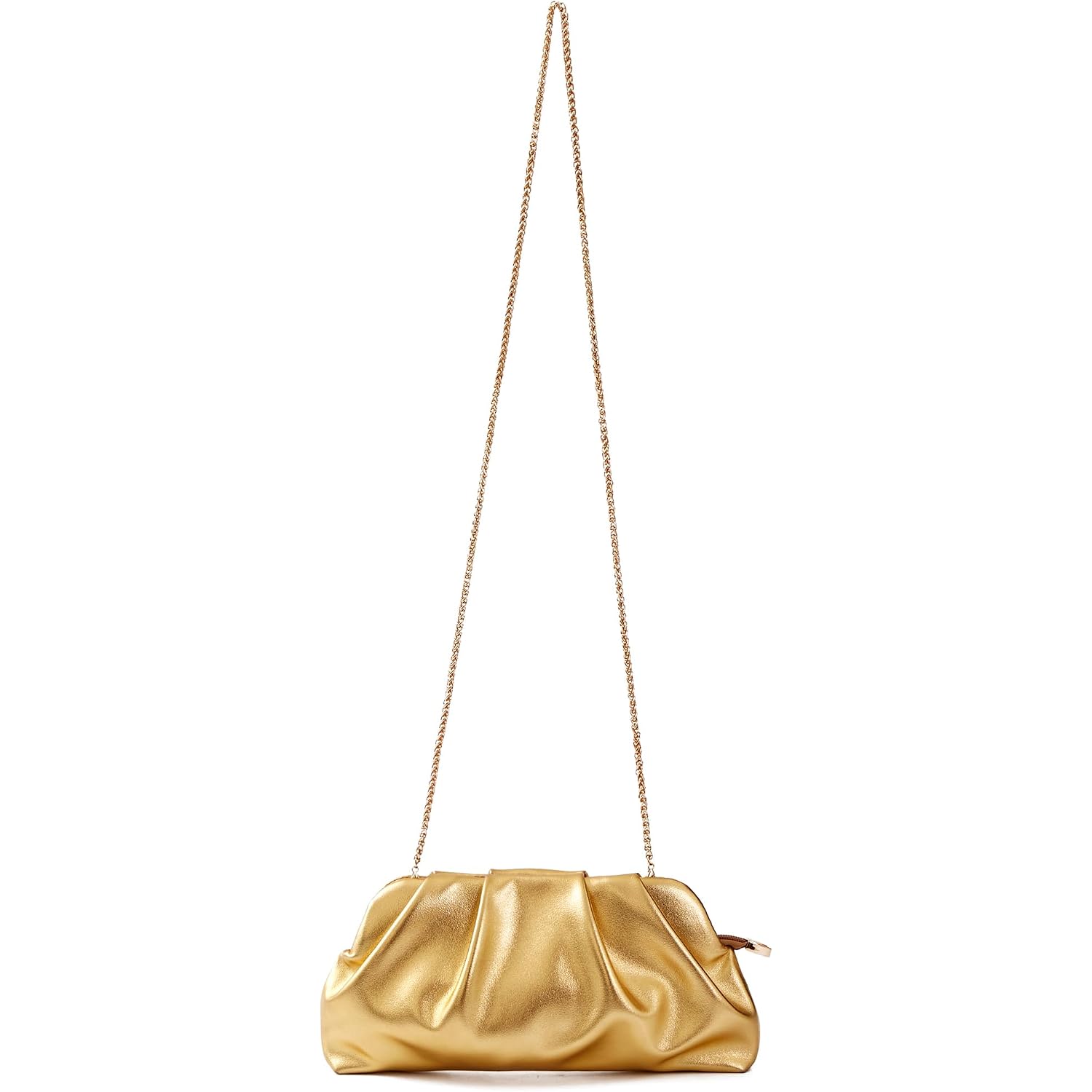 Women'S Clutch Purse,Evening Bag For Women Ruched Clutch Purse Detachable Metal Chain Crossbody Bag