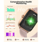 Pink Smart Watch For Women, Bluetooth Call, Blood Pressure, 2.06" Amoled, 118 Sports, Fitness Tracker, Heart Rate/Spo2/Sleep/Stress Monitor, Ip68 Waterproof, Liquid Silicone, Gift For Her Android Ios