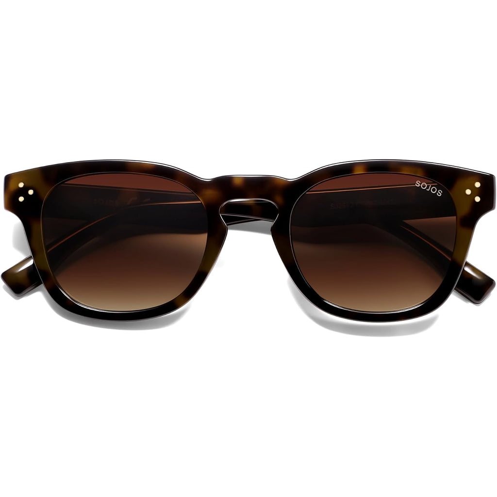 SOJOS Retro Vintage Polarized Sunglasses Womens Mens, 70s 80s Square Panto Style UV400 Shades SJ2662 Brown Tortoise/Gradient Brown