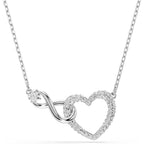 Swarovski Hyperbola Pendant, Heart And Infinity, Clear, Rhodium Finished