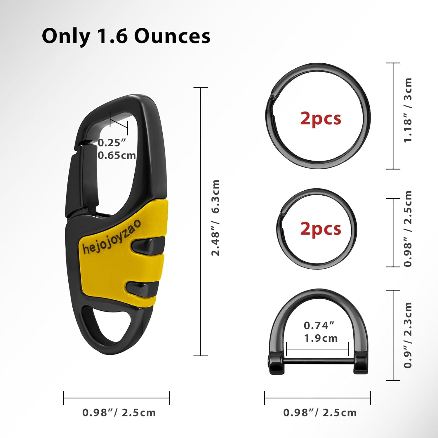 Keychain with Carabiner Clip, 4 Heavy Duty Key Rings and D Ring for Men's Car Key Fob Holder Fits Belt Loops