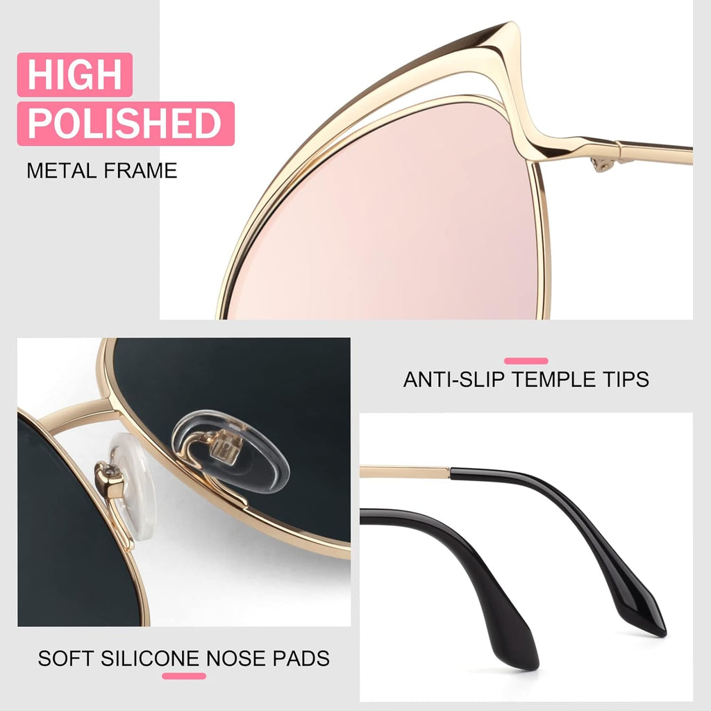 GQUEEN Trendy Oversized Sunglasses for Women Polarized Cat Eye Cute UV400 Protection