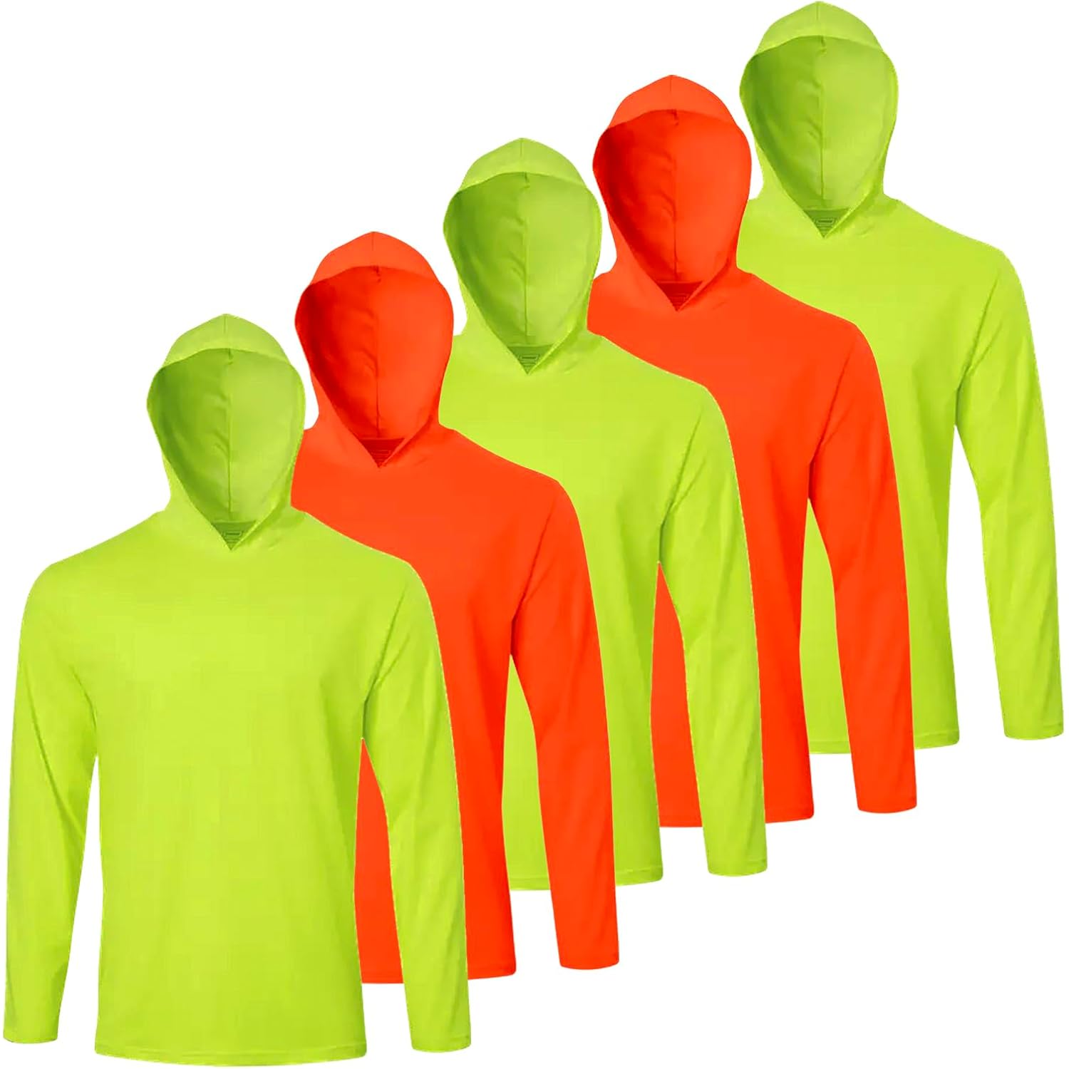 5 Pack Mens T Shirts Long Sleeve With Hoodies Athletic Sun Protection Tees