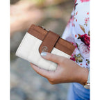 Bostanten Small Wallet For Women Leather Rfid Blocking Card Holder Bifold Compact Wallets With Zipper Coin Pocket Beige＆Brown