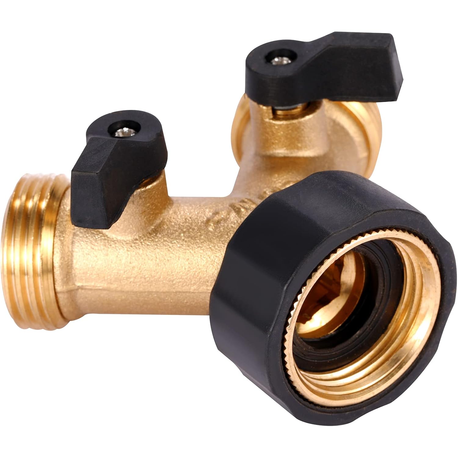 Garden Hose Splitter 2 Way Heavy Duty, Y Connector Brass Garden Hose Adapter, Hose Bib Splitter With 2 Extra Rubber Washers | Brass Garden Hose Adapter Hose Bib Splitter With 4 Extra Rubber Washers