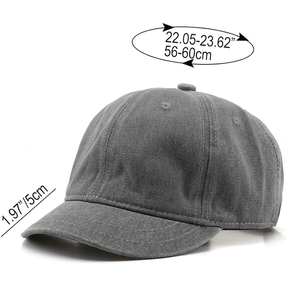 Short Brim Baseball Cap For Men Women Unconstructed Washed Cotton Adjustable Short Bill Hat Vintage Low Profile Dad Hat