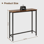 Narrow Entryway Console Table & Sofa Side Table - Industrial Hallway Table For Small Spaces, Behind Couch Table, Multi-Functional Living Room Bedroom Office,Brown, 29.5" X 9.4" X 29.5"