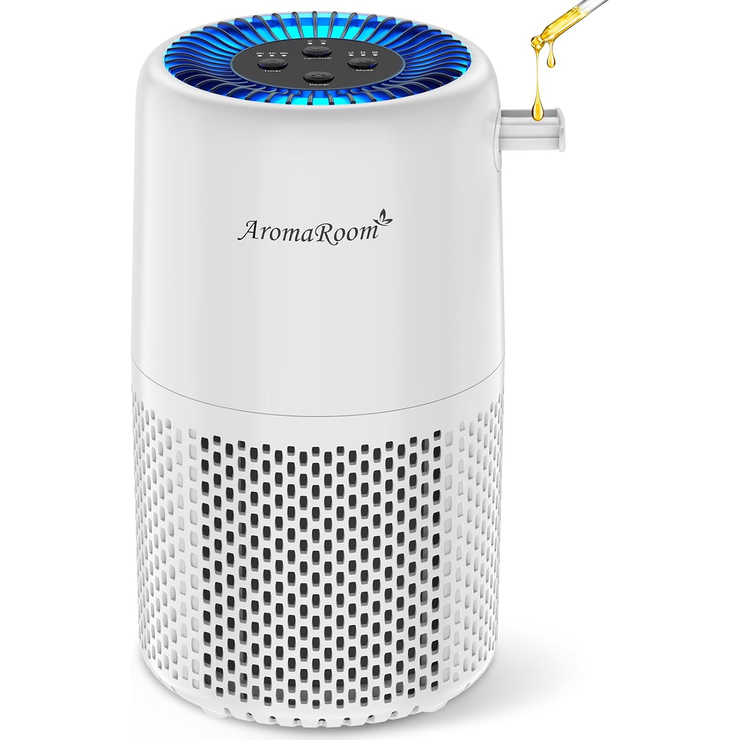 Aromaroom Air Purifier For Home Bedroom, H13 Hepa Air Filter For Smoke Pollen Dander Pet Hair, Sleep Mode, Quiet Air Cleaner For Pets, Home, Baby Room (White)