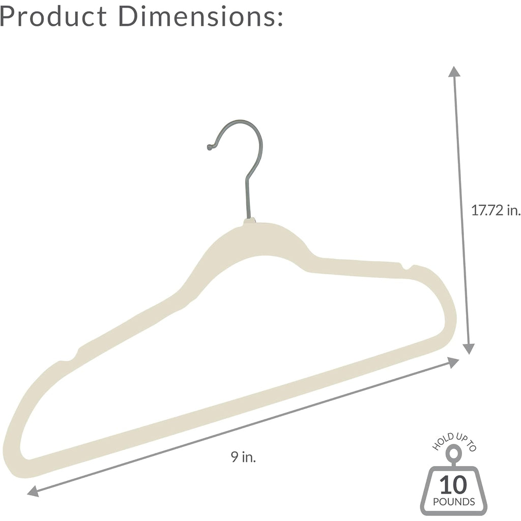 Simplify 10 Super Slim Velvet Huggable Hangers In Ivory