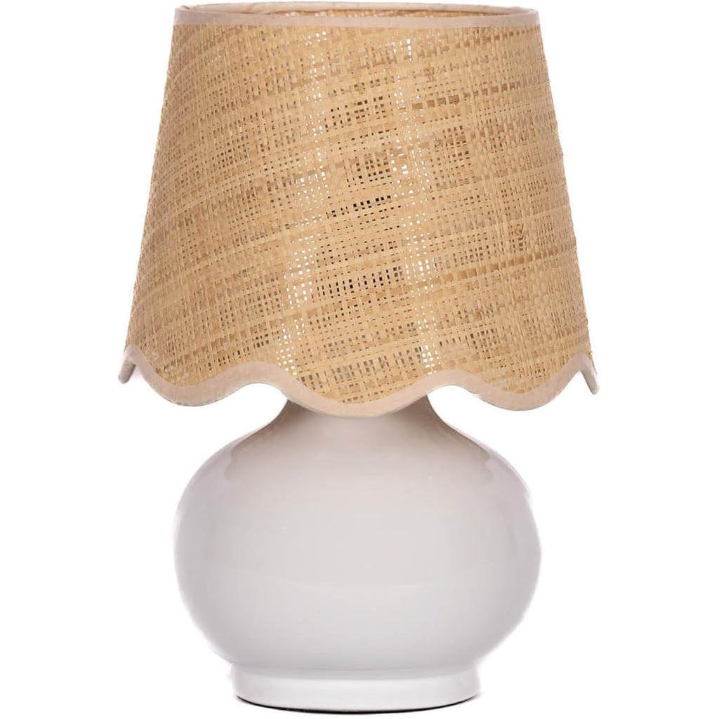 Benton Ceramic Table Lamp With Fabric Shade – 13" Bedside Accent Lamp For Bedroom, Living Room & Nightstand (White)