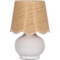 Benton Ceramic Table Lamp With Fabric Shade – 13" Bedside Accent Lamp For Bedroom, Living Room & Nightstand (White)