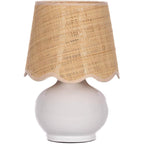 Benton Ceramic Table Lamp With Fabric Shade – 13" Bedside Accent Lamp For Bedroom, Living Room & Nightstand (White)