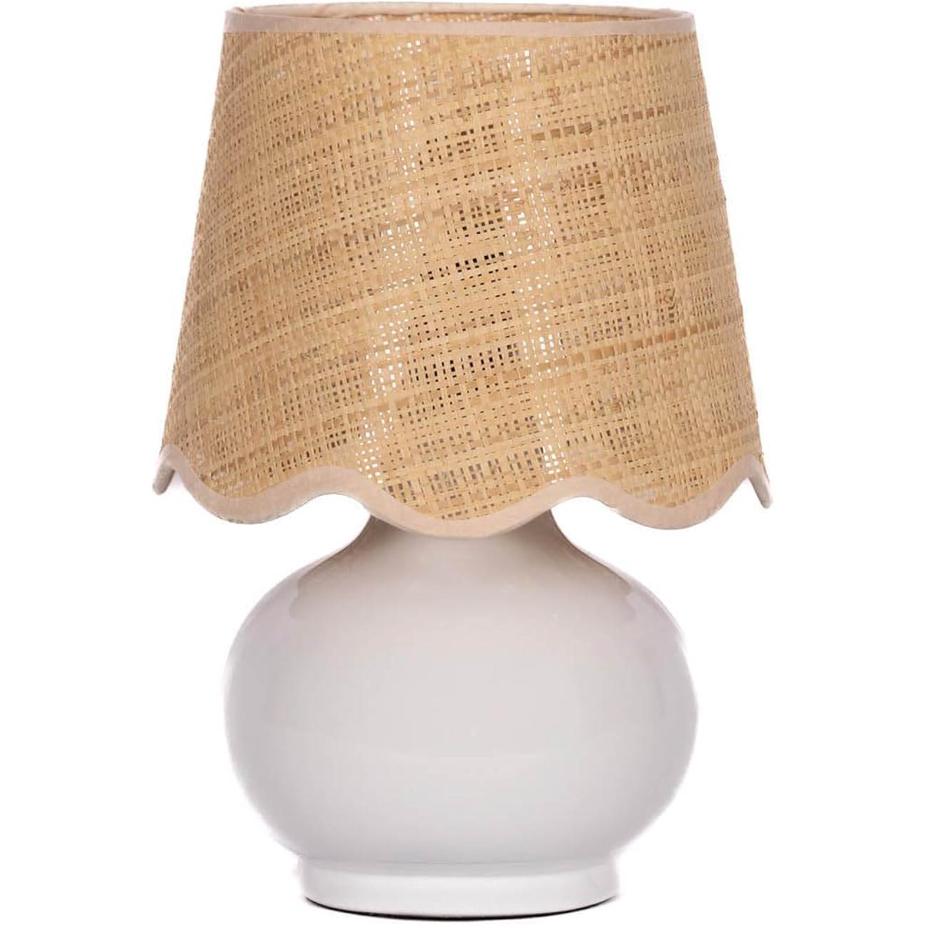 Benton Ceramic Table Lamp With Fabric Shade – 13" Bedside Accent Lamp For Bedroom, Living Room & Nightstand (White)