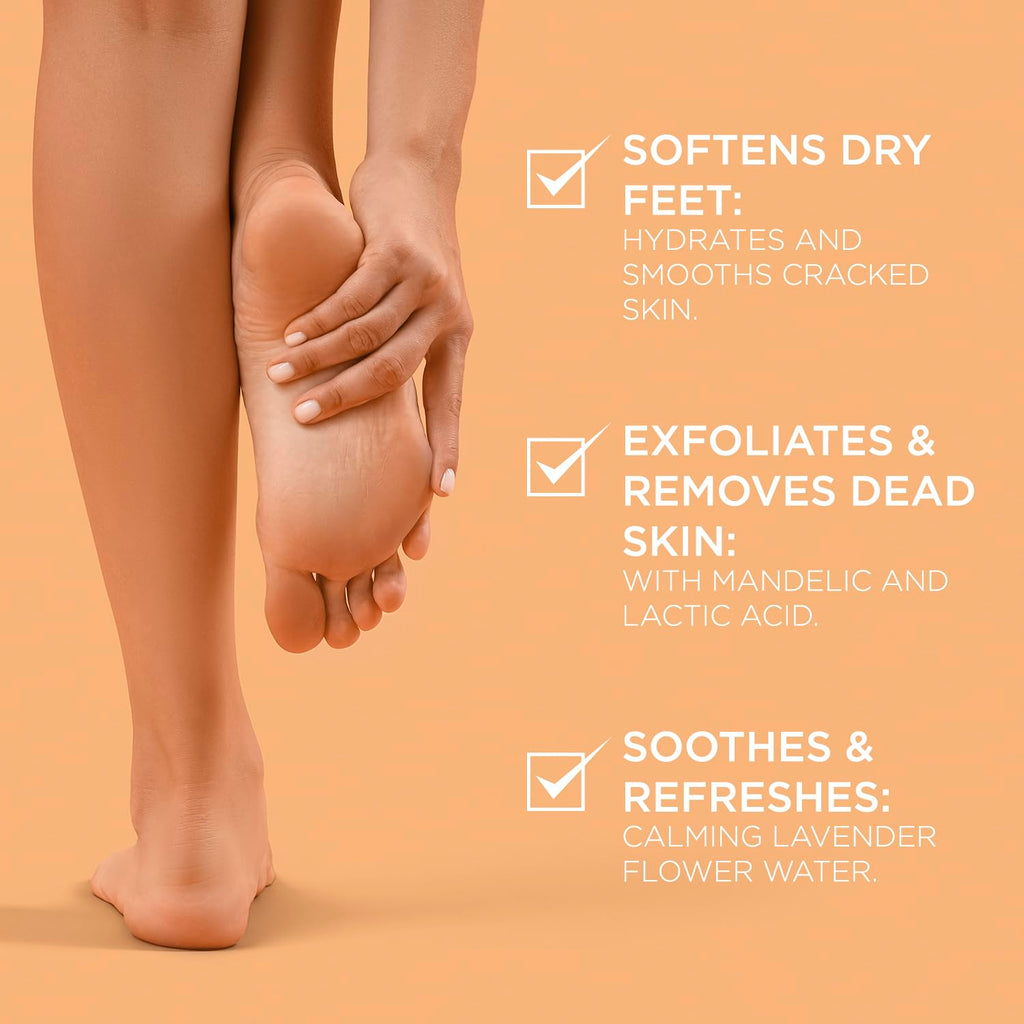 Lee Beauty Exfoliating Foot Peeling Mask (4 Pack) - Foot Mask for Dry Cracked Feet with Lavender, Lactic Acid and Mandelic Acid - Removes Dead Skin Feet Peeling Mask (4 Pairs)