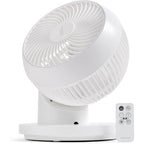 Iris Usa Woozoo Air Circulator Fan With Remote, 360° Oscillation, 3 Speeds, 75Ft Max Air Distance, Quiet Motor, Small Fan For Bedroom, Office, Dorm, White