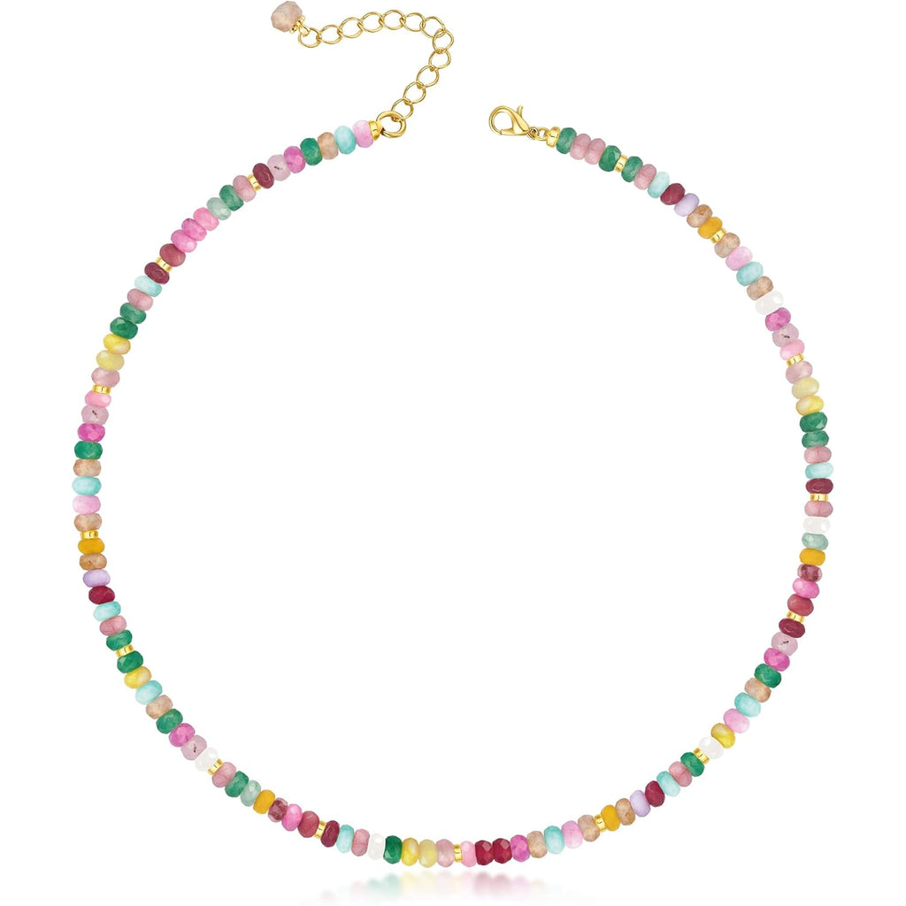 Heishi Style Gemstones/Natural Pearls Beaded Choker Necklace for Women, Handmade Jewelry Gifts for Her