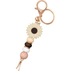 Flower Charm for Women Cute Keychain for Car Keys Silicone Bead Purse Charms for Handback Key Ring