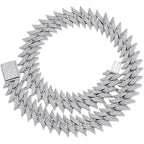 14K Gold Over 925 Silver 20mm Thorn Necklace, Densely Set Moissanite Cuban Chain, Luxurious for Special Celebrations or Achievements,Fathers Day From Wife