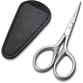 Small Precision Scissors, 3.5Inch Stainless Steel Multi-Purpose Vintage Beauty Grooming Kit For Facial Hair, Eyebrow, Eyelash, Beard, Moustache With Pu Sheath