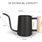 Watering Can For Indoor Plants, 35 Oz/1000 Ml Metal Stainless Steel Pot With Long Spout For House Plants Bonsai Outdoor Garden Flower Decorative (Black)