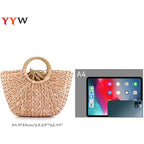 Summer Rattan Bag For Women Straw Hand-Woven Top-Handle Handbag Beach Sea Straw Rattan Tote Clutch Bags