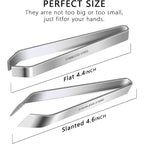 2 Pieces Fish Bone Tweezers, Stainless Steel Flat and Slant Tweezers Pliers Remover Tool (4.6")