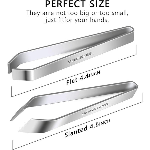 2 Pieces Fish Bone Tweezers, Stainless Steel Flat And Slant Tweezers Pliers Remover Tool (4.6")