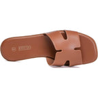 Rihero Women'S Dressy Flat Sandals Comfortable Slip On Leather Slide Sandals