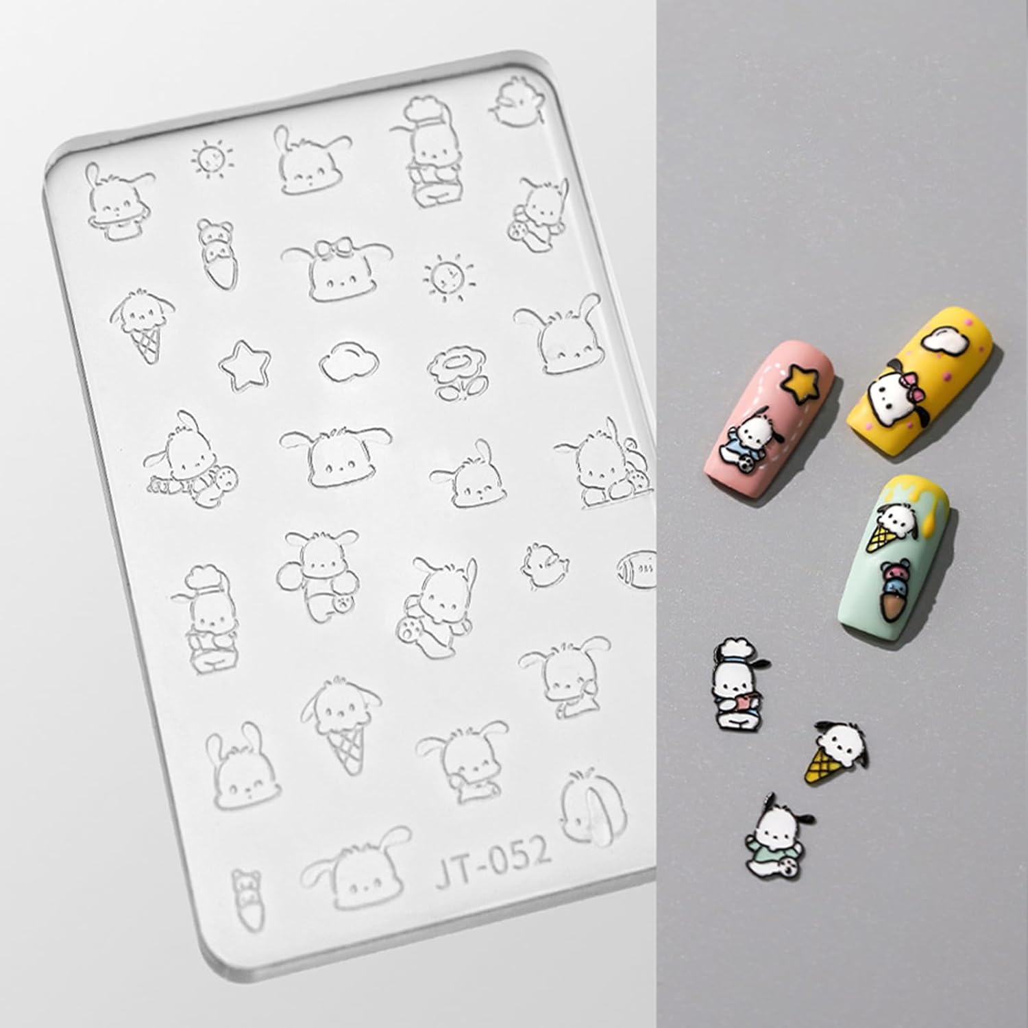 Nail Art Silicone Mold, Nail Decoration Silicone Mould, 3D Nail Art Carving Mold Templates for Precise Embossed Pattern, Nail Tools Nail Charms for Acrylic Nail DIY Craft (Rabbit)