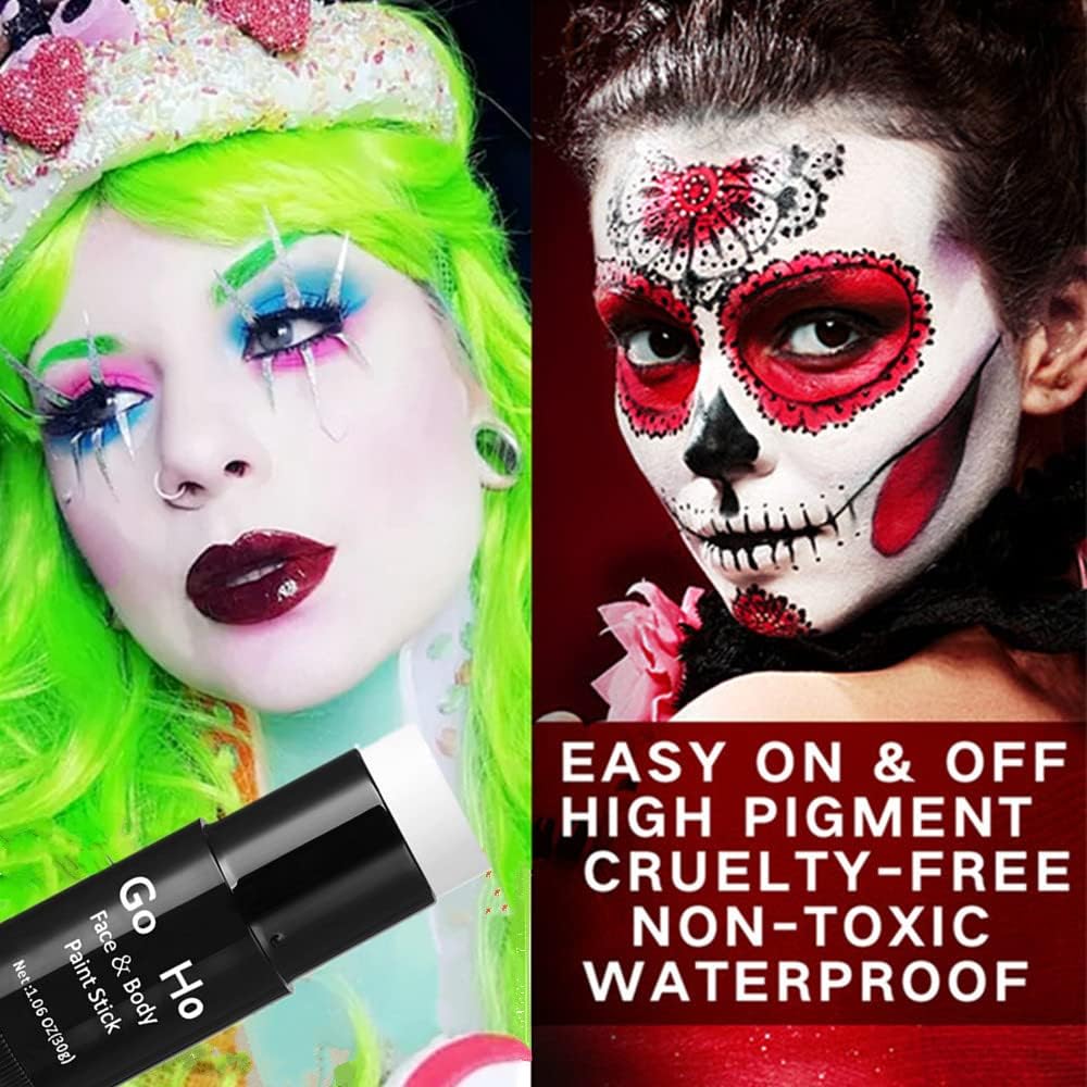 Go Ho Cream-Blendable Ogre Green Face Paint Stick (1.06 Oz),Full-Coverage Ogre Green Body Paint Stick For Adults Children Halloween Cosplay Sfx Makeup,Waterproof