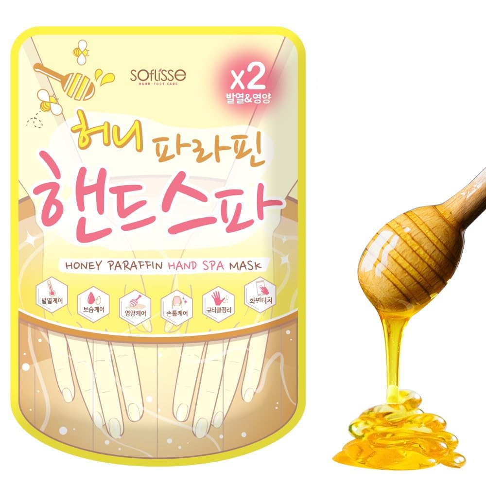 Soflisse Honey Paraffin Hand Spa Mask, Hydrating Heating Hand Mask, Alleviates Fatigue, Formulated with Shea Butter and Lavender Oil, 1 Pack