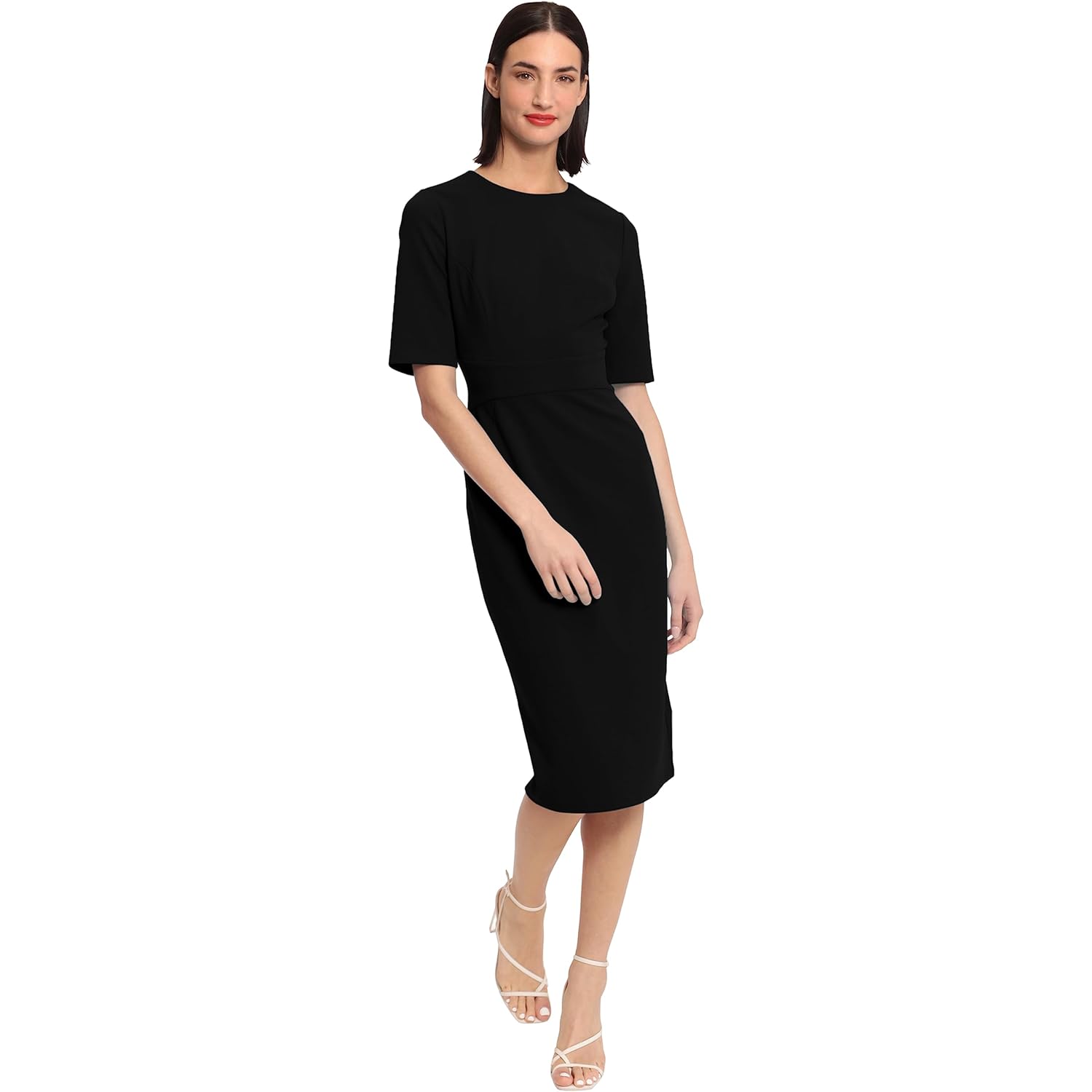 Women's Curved Waist Seam Crepe Workwear Dress Career Office Desk to Dinner Event Occasion Guest of