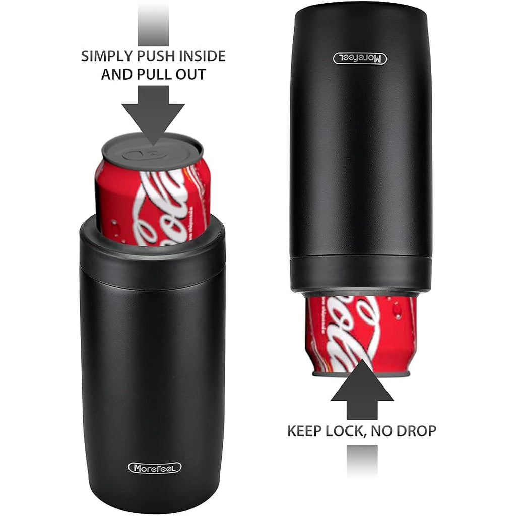 Morefeel 4-In-1 Insulated Can Cooler For 12 Oz Cans & Bottles | 304 Stainless Steel Can Holder Fits 12 Oz Slim Cans, Standard Cans, Beer Bottles & Works As A Open Cup; Dishwasher Safe