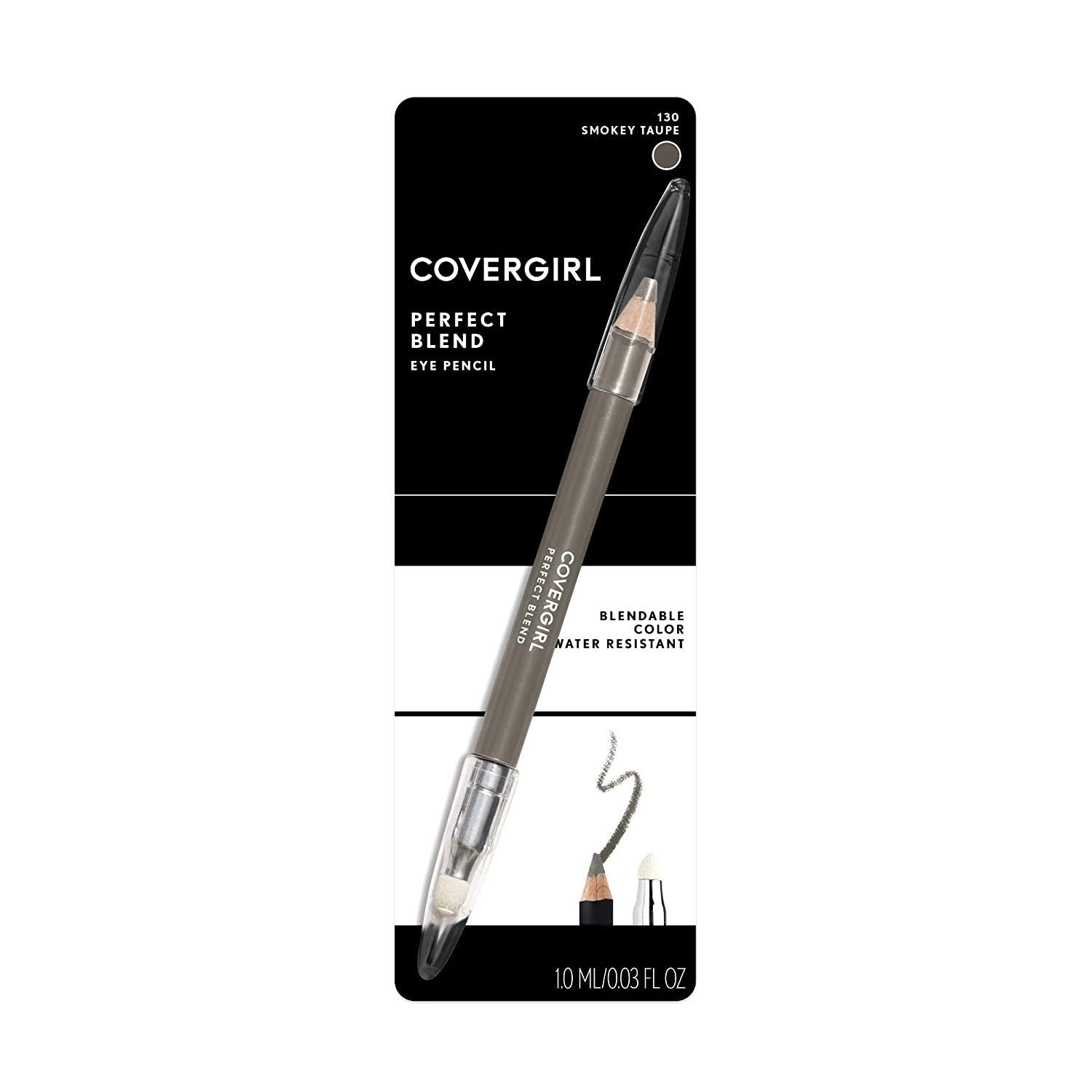 COVERGIRL Perfect Blend Eyeliner Pencil, Smoky Taupe 130 (1 Count) (Packaging May Vary) Eyeliner Pencil with Blending Tip